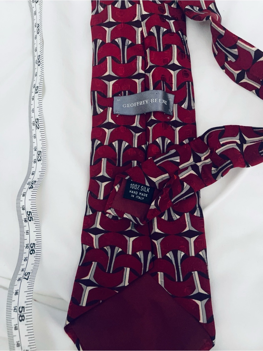 Geoffrey Beene Burgundy Geometric Silk Tie